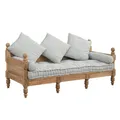 Holzsofa POBRI massiv Mangoholz Leinen Handwerk Barock Design Antik Schnitzerei