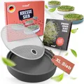 seed&eat Kressesieb (16cm), Anzuchtschale für Kresse & Microgreens, mit Sprossenheft, Keramikschale + Edelstahlsieb