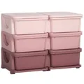 HOMCOM Schubladenschrank für Kinder mit Stauraum Aufbewahrungsboxen Spielzeug-Organizer Spielzeugkiste sechs Ebenen für Kinderzimmer 3-6 Jahre Kindermöbel Rosa 75 x 37 x 56,5 cm