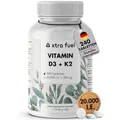 Vitamin D3 K2 20000 IE + Vitamin K2 MK7 99,7+% All-Trans - 240 Tabletten (hochdosiert) - geprüft, vegan & ohne Zusätze