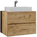 Mid.you Waschtischkombi VCM Lendas, Honigeiche, Holzwerkstoff, 2-teilig, 2 Schublade(n) Schubladen, 60 cm, hängend, Badezimmer, Waschbecken & Armaturen, Waschtische