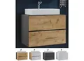 VCM 2-tlg. Waschplatz Waschtisch Waschbecken Unterschrank Breite 60 cm Badmöbel Set mit Schubladen Lendas