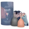 Saalt Soft Menstrual Cup – Wiederverwendbare Perioden-Tasse – Komfortabler, Leckfreier Schutz bis zu 12 Stunden – BPA- & Latexfrei – Inklusive Tasse & Tragetasche
