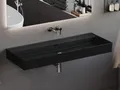 Aqua Bagno Keramik Waschtisch Waschbecken 120cm ohne Hahnloch schwarz