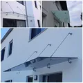 Glasvordach Edelstahl Vordach für Haustür Türvordach Überdachung VSG 13 mm Glas, Größe:250 x 90 cm, Glasart:Grauglas