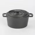 Kleiner Topf mit Deckel aus Gusseisen schwarz 14x7,5cm
