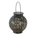 Intirilife Solar Laterne Lampe aus Metall in Schwarz - 15.5 x 16.5 cm - Outdoor Gartenleuchte zur Dekoration für Balkon Garten