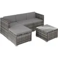 Tectake Rattan Lounge Lignano Für 3 Bis 4 Personen Widerstandsfähig  179 x 150 x 65 cm Grau