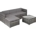 tectake® Rattan Lounge Lignano für 3 bis 4 Personen widerstandsfähig - Grau