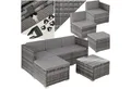 tectake Loungeset rattan sitzgruppe lignano mit uv-beständigem geflecht, (garden lounge set Lignano, 5-tlg., in Grad), abnehmbare, waschbare bezüge und sicherheitsglas-tisch