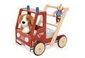 PINOLINO Lauflernwagen Feuerwehrauto Fred, mit Bremssystem, gummierten Holzrädern und herausnehmbarer Box, rot lackiert