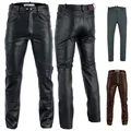 Radmasters Herren Lederhose lederjeans bikerjeans Jeans Hose Echtleder, Schwarz, 50/M
