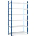 PROREGAL Fachbodenregal Maximus HxBxT 220 x 125 x 80 cm 6 Ebenen Offener Fachboden Fachlast 178 kg Lichtblau-Lichtgrau