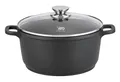 ELO Alucast Kochtopf 24 cm mit Glasdeckel, aus hochwertigem Aluminiumguss - hochwertig, antihaftbeschichtet, PFAS-frei mit ELODUR Select Beschichtung, induktionsgeeignet, schwarz