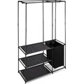 Relaxdays Kleiderschrank Metall Schwarz mit Wäschekorb 180 cm x 115 cm x 50 cm