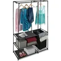 Relaxdays Offener Kleiderschrank, Mit Wäschekorb, Freistehend, Kleiderständer Mit Ablage, Hbt 180 X 115 X 50 Cm, Schwarz