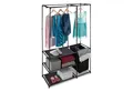 relaxdays Kleiderschrank Offener Kleiderschrank mit Wäschekorb schwarz
