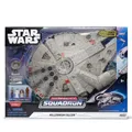 Star Wars Micro Galaxy Squadron SWJ0022- Millennium Falcon, offizielles 22,5 cm Fahrzeug mit Licht, Sound und Figuren