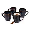 Sänger | Kaffeetassen Set Tokio 4 tlg, Kaffeebecher Set 4 Personen, Steingut Tasse Spülmaschinenfest, Tassen Set Handmade, Mug Set Blau-Schwarz mit Braunen Akzenten 300 ml | PREMIUM COLLECTION