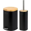 eluno Badezimmer-Set, Schwarz, Metall, 18.5x27.5x23 cm, Badaccessoires