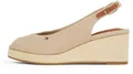 Tommy Hilfiger Damen Wedge Sandalen Flag Mid Slingback Verstellbarer Riemen, Beige (Horseradish), 36