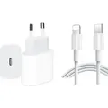 2 Meter Schnelladekabel Lightning Netzteil 20W USB C Ladegerät für Apple iPhone 14, 13, 12, 11, XR, XS, Pro, Max - Weiß