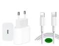 Ladekabel 2 Meter + Schnellladegerät USB-C passt für Apple iPhone 14 13 12 11 X XS XR 8 Pro Max Mini Plus iPad Lightning