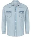 Rock Creek Herren Jeans Hemd Herrenhemd Denim Jeanshemd Vintage mit druckknöpfen Regular Fit Stehkragen Kentkragen Langarm Männer Hemd H-322 Hellblau S
