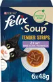 FELIX Soup Tender Strips, Suppe für Katzen, Gemischt, 8er Pack (8 x 6 à 48g)