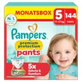 Pampers Premium Protection Pants Größe 5, 144 Windeln, 11kg-17kg, mit 360° Passform und weichen Anti-Auslaufbündchen für unseren besten Komfort und Schutz