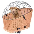YULKA Hundefahrradkorb Gepäckträger, Handgeflochten Weide mit Gitterhaube – Sicherer Hundetransport Fahrrad (Honigbraun, XL)