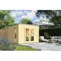 Gartenhaus LASITA MAJA "PALERMO 1", beige (naturbelassen), Fußboden im Gartenhaus, Holzwerkstoff, Gartenhäuser