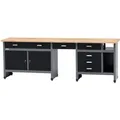 Küpper Werkbank 6 Schubladen 2 Türen Sitzraum 84 x 240 x 60 cm Schwarz-Grau