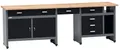 Küpper Werkstatt Werkbank 12289, 6 Schubladen, 2 Türen, 300 kg Traglast, 30 mm Massive Buchenarbeitsplatte (Schwarz, 240x84x60 cm)