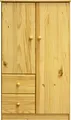 Möbilia Kleiderschrank | mit 2 Türen, 2 Schubladen | Kiefer-Holz massiv | naturfarben lackiert | B 80 x T 43 x H 136 cm | 19020062 | Serie SCHRANK