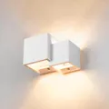 Designer Doppel Wandleuchte PLASTRA CUBES in feinem mattem weiß aus Gips