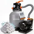 VERDA Sandfilteranlage SN5882 für Pools bis 30.000 l, 10.000 l/h, 400 W Sandfilterpumpe mit 800 g Filterbällen, 10 m Förderhöhe, 38 mm Anschluss