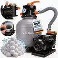 Sandfilteranlage mit Pumpe 10000 l/h 400W 800g Filterbälle Pool Filterpumpe