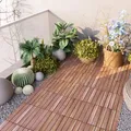 casa.pro Terrassenfliesen Alliste 10er Set Holzfliesen für Balkon 6 Lamellen 0,9 m² Outdoor Bodenbelag für Garten Klickfliesen Naturfarben Balkonfliesen wetterfest Bodenplatten