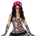 NET TOYS Sexy Totenkopf Corsage Korsage Dia de los Muertos XL 46/48 Halloween Outfit Tag der Toten Korsett La Catrina Oberteil Sugar Skull Calavera Mieder