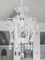 LANDHAUS Kronleuchter SOPHIE einarmig weiß mit Kristallen H44cm Lüster Lampe
