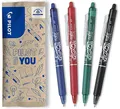 PILOT - FriXion Clicker 0.7 Set - 4 Stück: Blau/Schwarz/Grün/Rot - Radierbarer -Nachfüllbarer Gel-Tintenroller mit Druckmechanik und thermosensitiver Tinte - Komfortables Schreiben - Mittlere Spitze