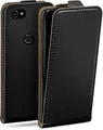 moex Flip Case für Google Pixel 2 XL Hülle klappbar mit 360 Grad Schutz, Handyhülle mit Displayschutz, PU Leder Handytasche Lederhülle, Flip Case Cover Klapphülle, Schwarz