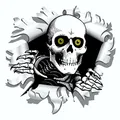 carstyling XXL Aufkleber Einschussloch 90 mm Motiv Totenkopf