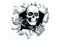 Hermann Schütz Aufkleber Aufkleber Einschussloch 90 mm Motiv Totenkopf