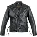 MDM Motorradjacke Klassische Motorrad Biker Lederjacke mit Reverskragen Inklusive Protektoren für Schulter, Rücken, Ellenbogen 4XL