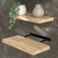 Casaria® Wandregal Holz Eiche Regal mit Halterung 15kg Tragkraft Hängeregal Küche Wohnzimmer Flur Wand Schweberegal Bücherregal Regalbrett Schwebend 50cm