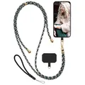 moex Unleash für Motorola Moto G75 5G Handyband zum Umhängen ohne Hülle, Handykette Universal mit Karabiner, Handy Band abnehmbar, Kette mit Pad für Handyhülle, Camo, Gold