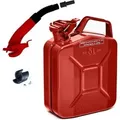 BW Kraftstoffkanister Metall Benzinkanister 5 Liter mit Ausgießer Rot RAL 3000 TÜV-geprüft und UN-Zulassung Made in Europe
