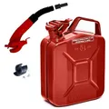 BW® Benzinkanister Metall 5 Liter mit Ausgießer - Kraftstoffkanister Rot - RAL 3000 - TÜV-geprüft und UN-Zulassung - 0,8mm Stahl nach DIN 7274 - Made in Europe